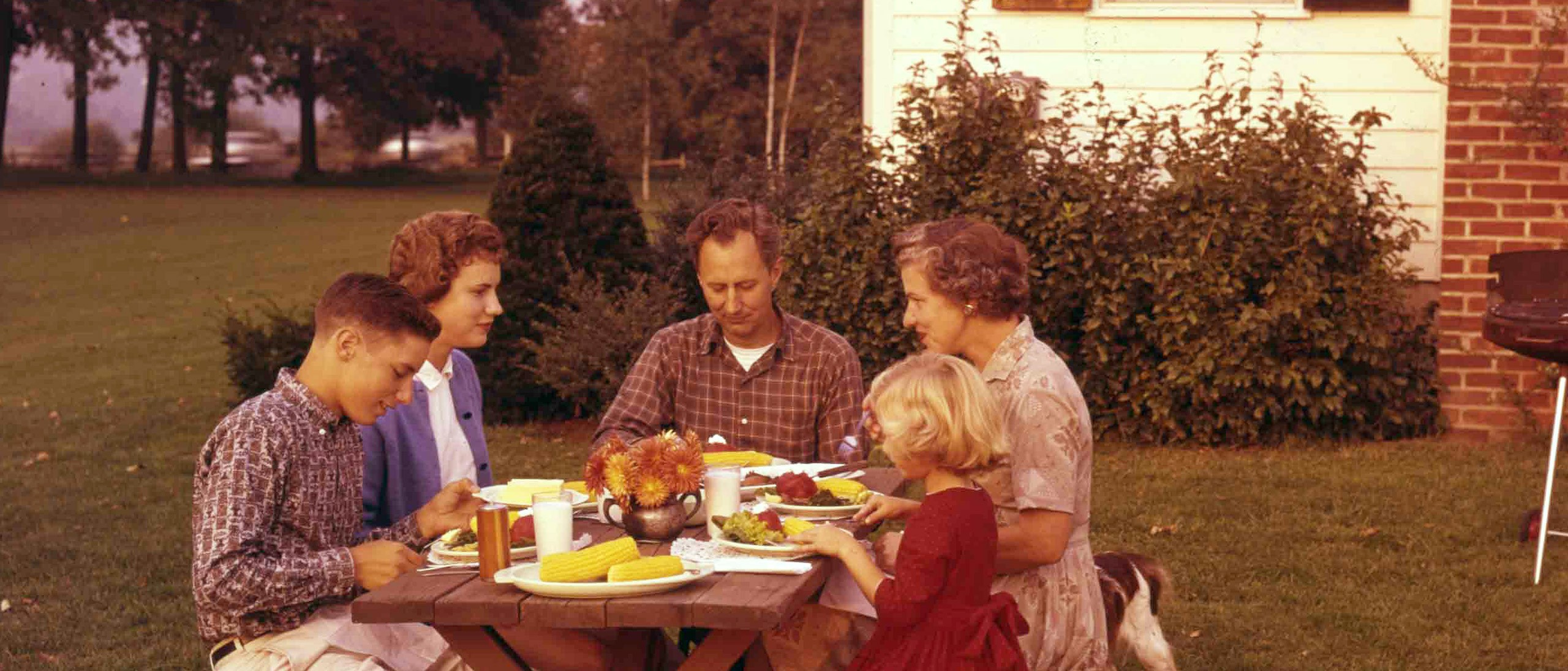 The Farnham family in their Mendham, New Jersey garden, 1960s