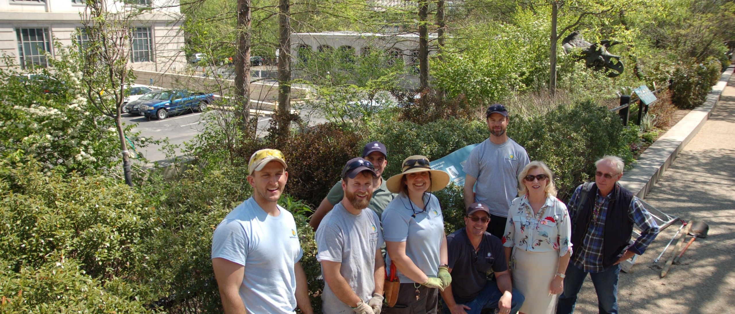 Staff in Pollinator Garden