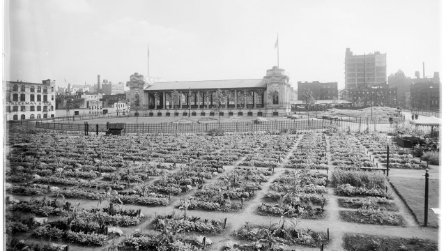 Image from the Archives of American Gardens Collection of DeWitt Clinton Park – New York City, NY. 1909.