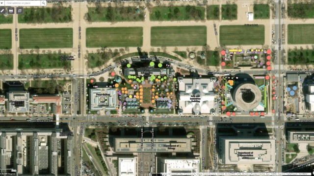 Screenshot of a GIS tree map of several SI buildings