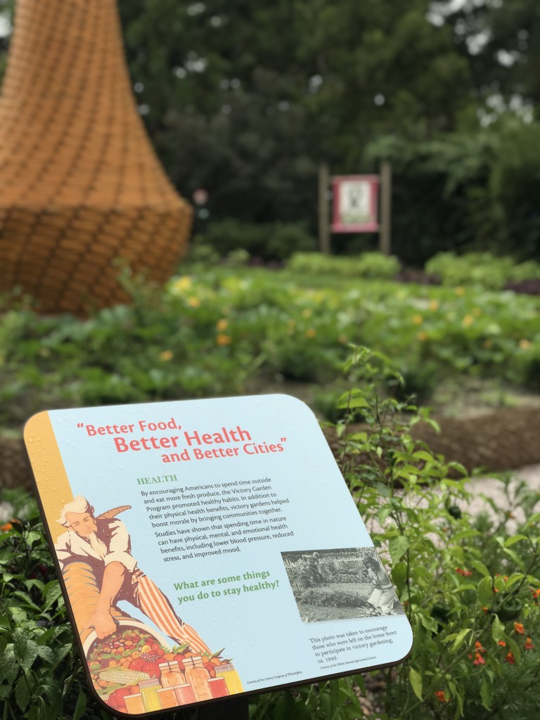 Garden interpretive panel "Better Food, Better Health, Better Cities" is in the Victory Garden at the National Museum of American History.