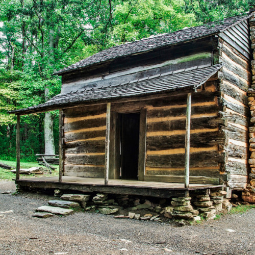 A log cabin in the Great Smoky Mountains National Par