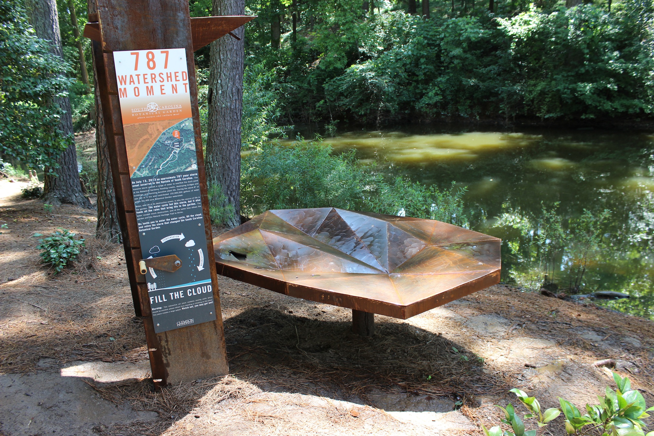 One of the eight new bridges designed and constructed by Clemson University students in the South Carolina Botanical Garden. The bridges are constructed of fiberglass, concrete, and steel.