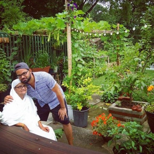 Mother and son at the Refugium Garden