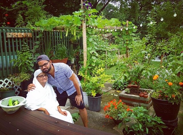 Mother and son at the Refugium Garden