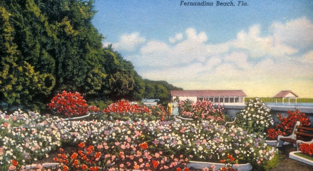 Rose garden and covered oyster pier