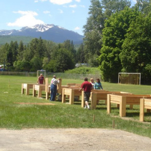 An aerial view of the garden space on a quarter acre on school grounds.