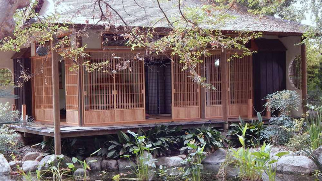 The formal Japanese teahouse at the Storrier Stearns Japanese Garden