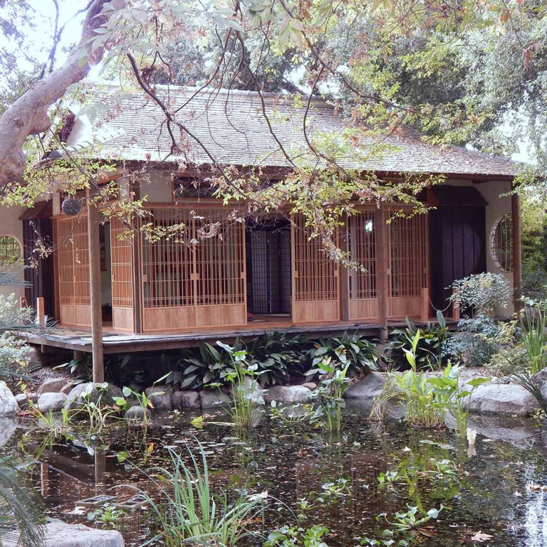 The formal Japanese teahouse at the Storrier Stearns Japanese Garden