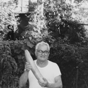 Francesco Pietanza, my father. In the middle of his digging excavation that doubled our garden in size.