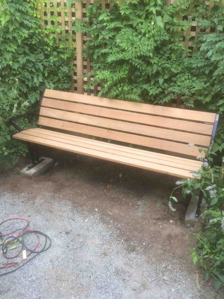 In-ground bench at the Essex Garden