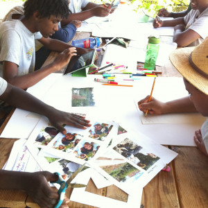 Summer youth participants interview a gardener