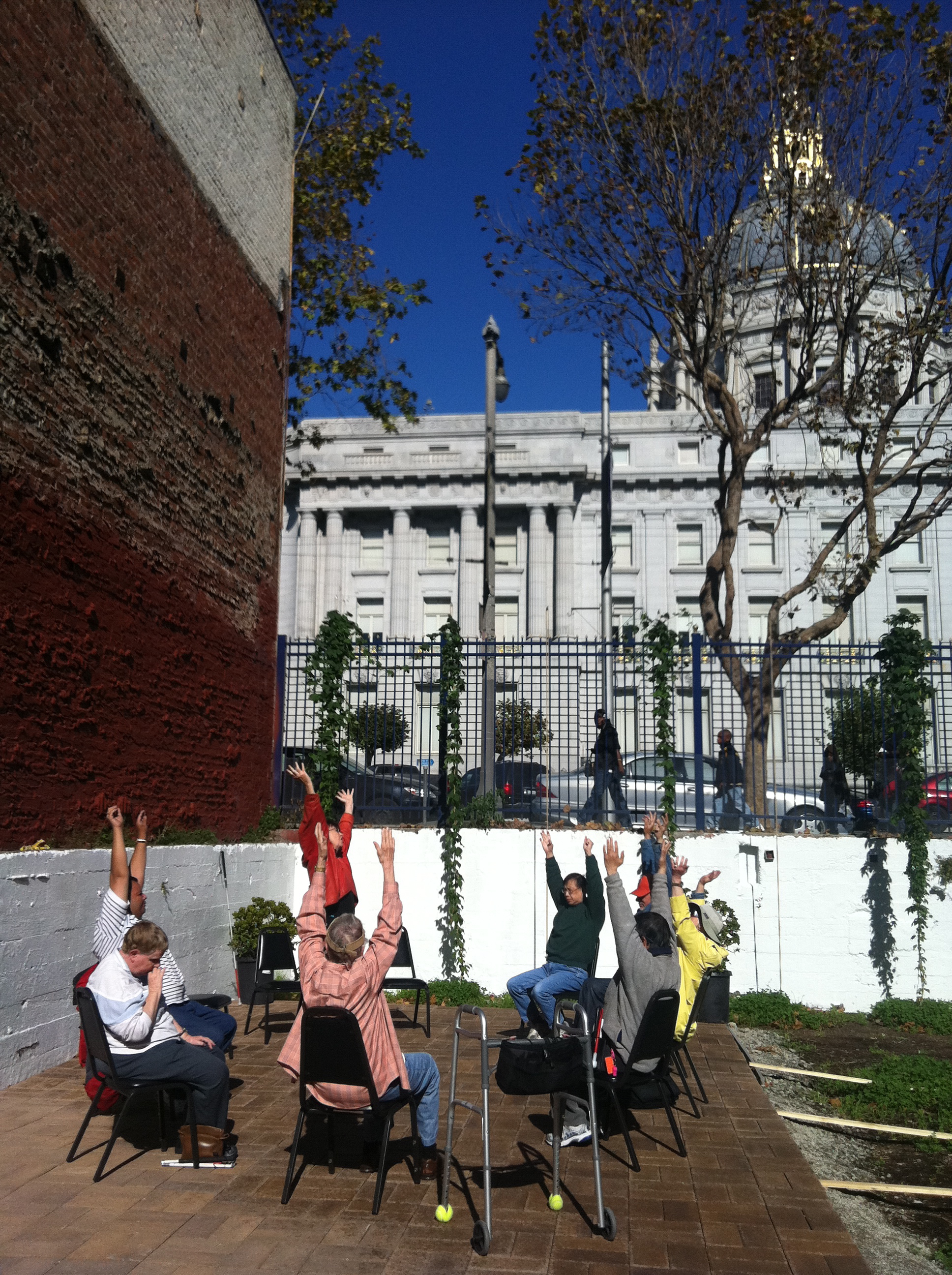 Volunteers do "sheet mulching"