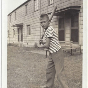 The author, Fred, outside of his apartment building, the Burns Heights housing project, a barracks style development originally designed for military housing, in Duquesne, Pennsylvania.