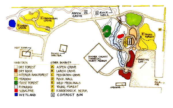 Garden map of the North Idaho Native Plant Arboretum