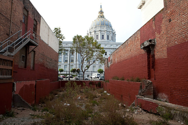 At any moment the City of San Francisco may reclaim the lot and repurpose the space, but for now the members of the Please Touch Community Garden want to use the space constructively for community building. Photo by Gk Callahan, 2014.