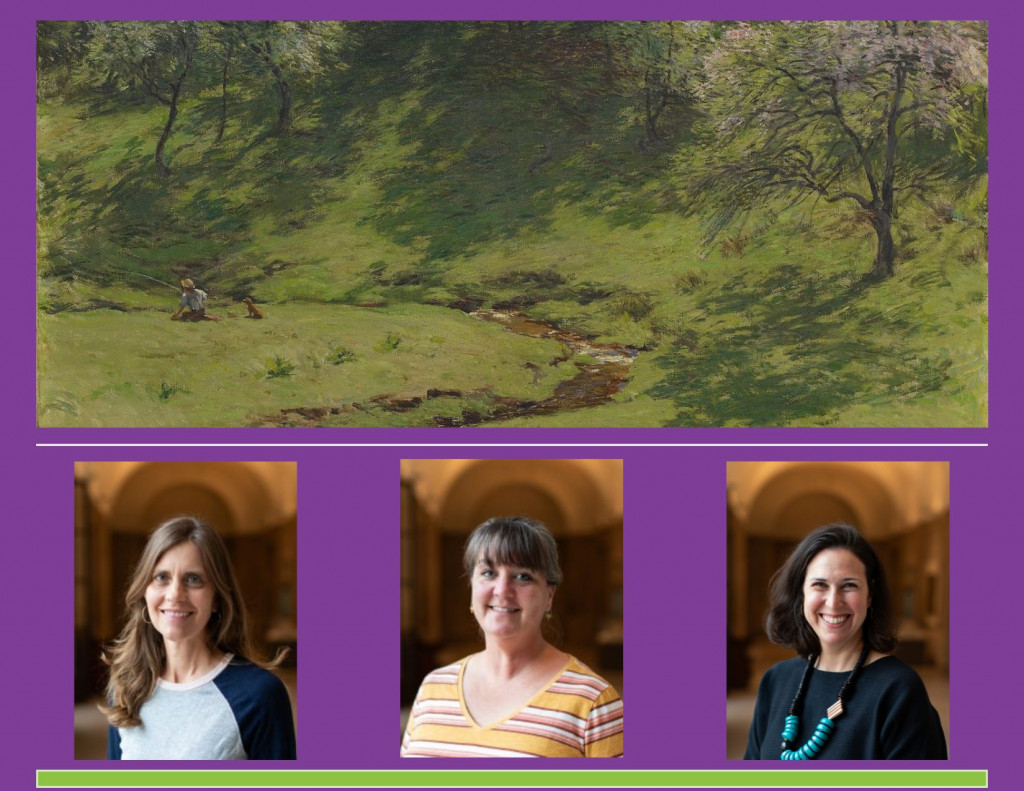 Title slide image for a webinar.  Displays  image of a painting along with names and portraits for the speakers.