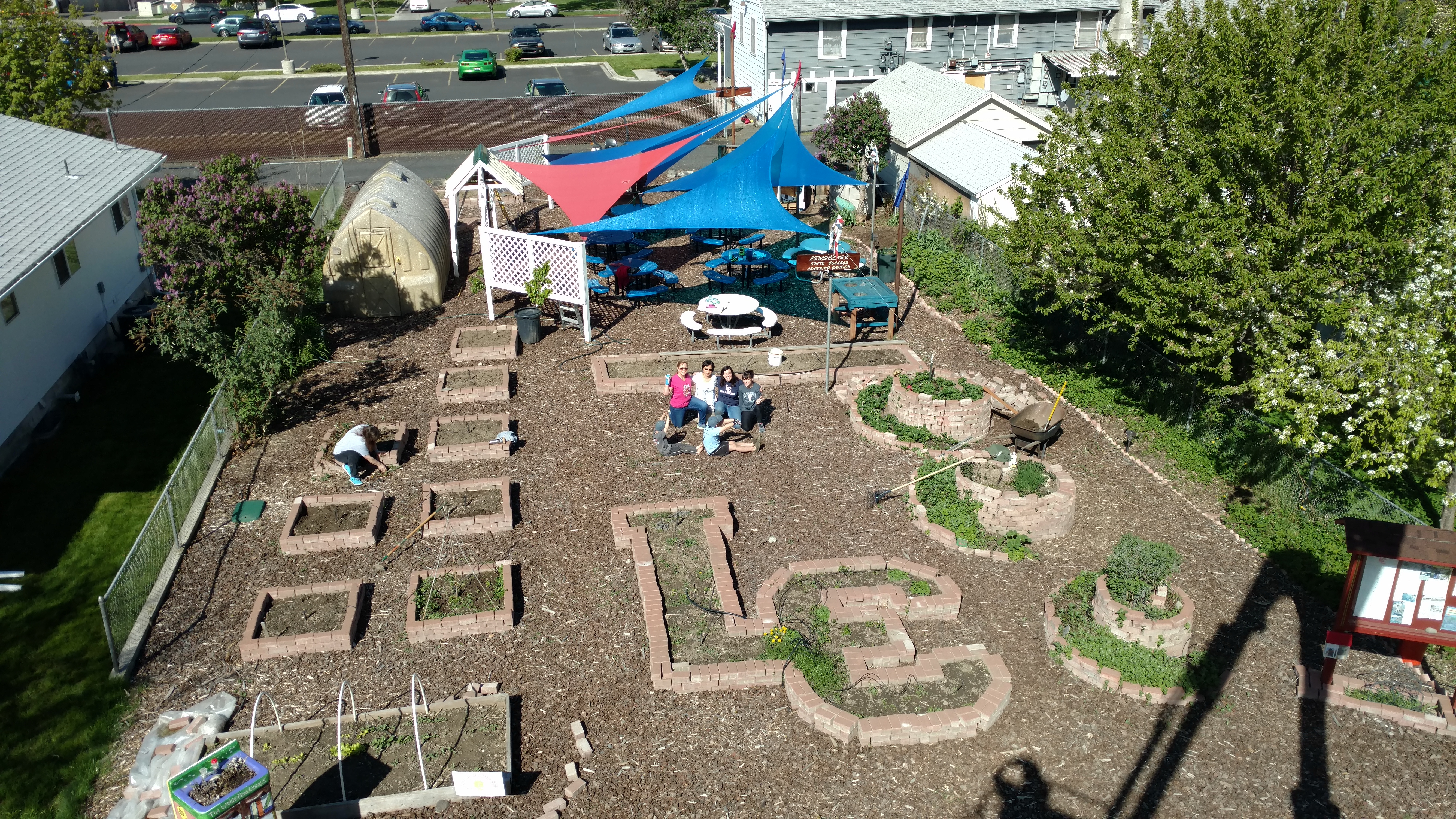 Bird's eye view of The Lewis - Clark State College Learning Garden